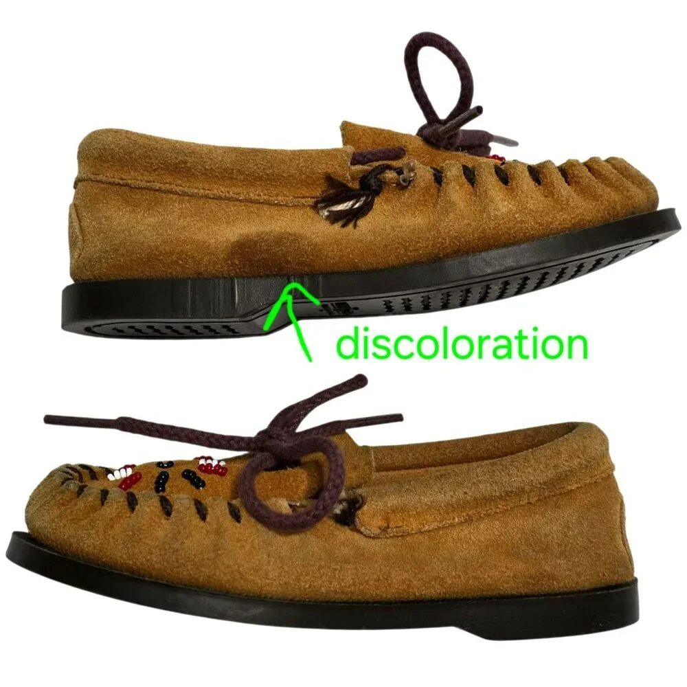 VTG Minnetonka Suede Moccasins Slippers Shoes Small Kids 8 Indian Costume Mocs